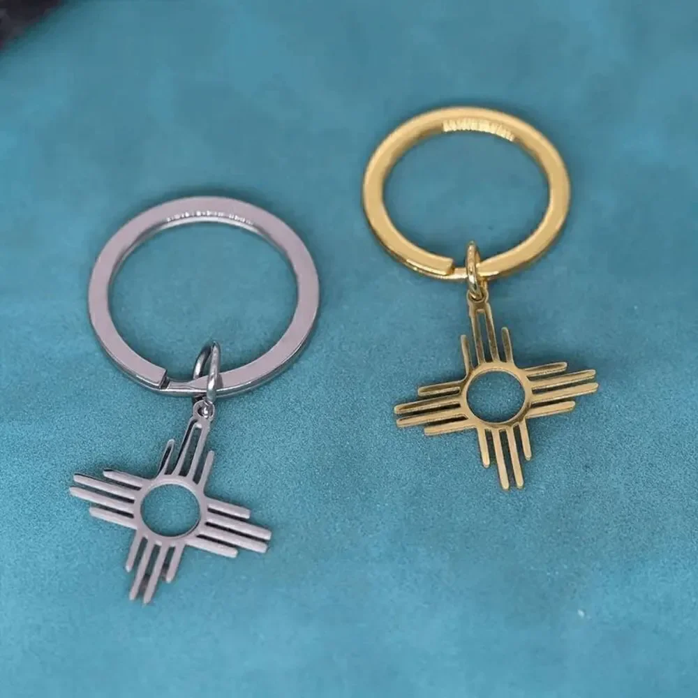Zia Symbol Gold Keyring Keychain